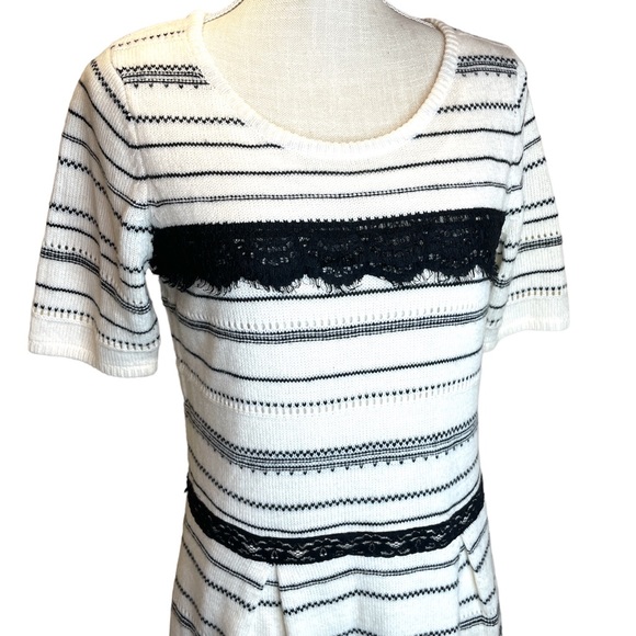 Taylor Women's Striped MIDI Sweater Dress Black Size X-Large